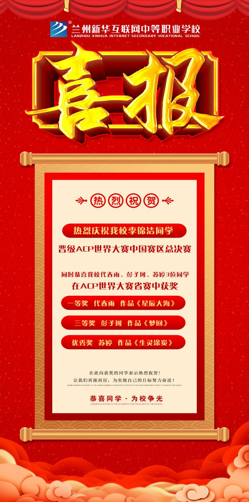 喜報!恭喜蘭州新華學子在ACP世界大賽中獲得優異成績